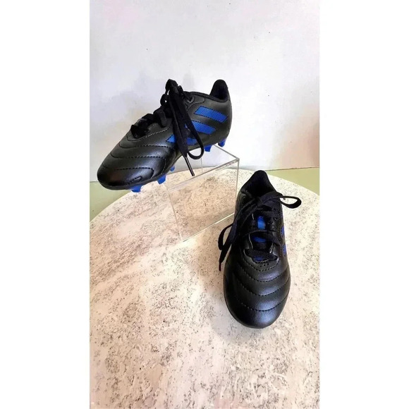 Adidas Unisex Kids Black Blue Goletto VIII Firm Ground Soccer Cleats Shoe Sz 11 - Picture 1 of 10